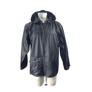 PortWest Men's Black Hoodie Hooded Waterproof Workwear Rain Coat Jacket Size L